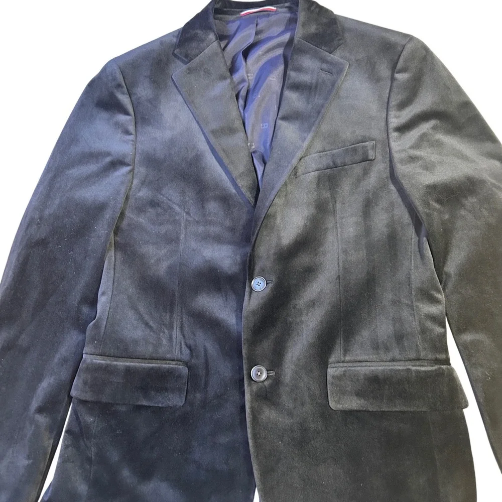 Tommy Hilfiger‎ Men's Black Velvet Blazer Jacket Sport Coat 38R